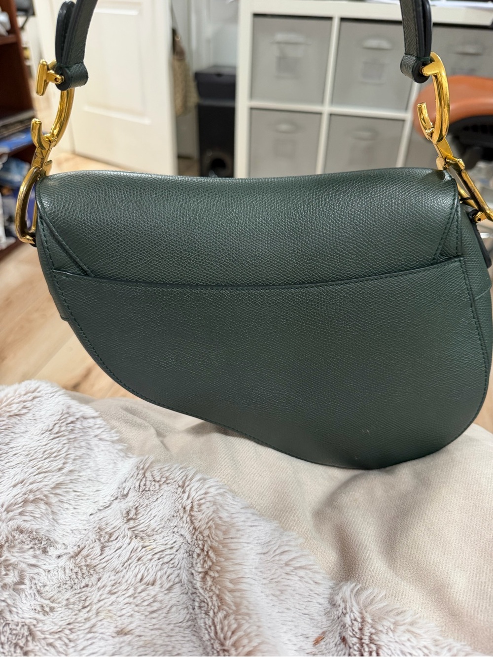 Dior Forest Green Saddle Crossbody with Gold 'D' Charm - Picture 14 of 14